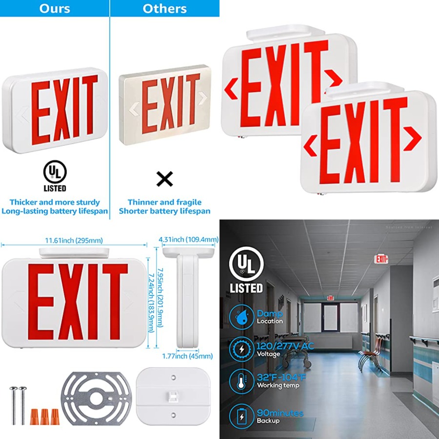 ป้ายไฟ LED ทางออกฉุกเฉิน พร้อม - Emergency Exit Sign บทวิจารณ์และราคา